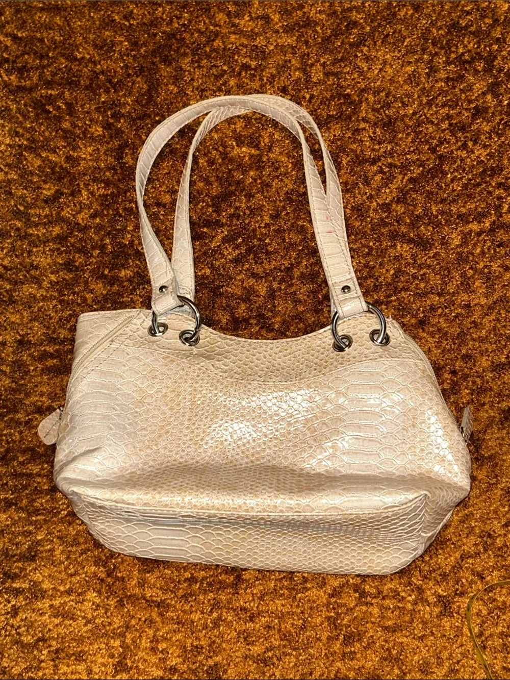 Cream Textured Tote Handbag - Women's Fashion Shoulder Bag